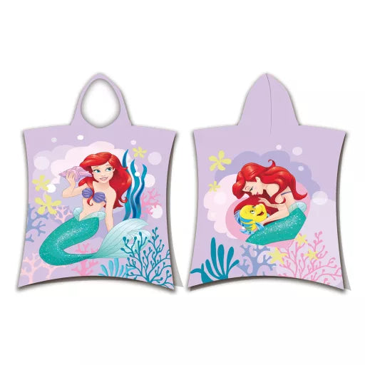 🧜♀️🌸 Poncho de plage – Disney Ariel, Princesse Rose – 100 % coton – 50 × 115 cm