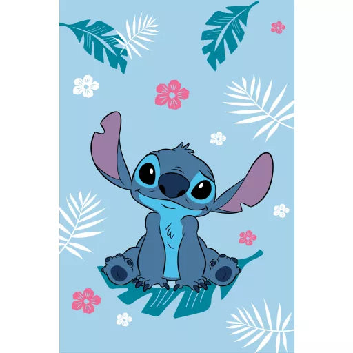 🌌 Couverture polaire bleue Disney – Lilo & Stitch, le chien étoile – 100 x 150 cm