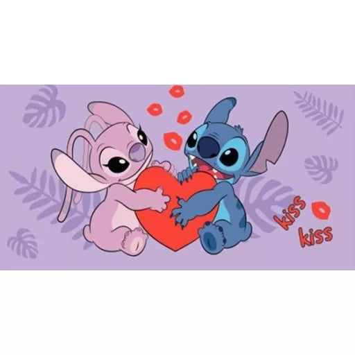 💙 Serviette de bain Disney Lilo & Stitch – The Star Dog Kiss