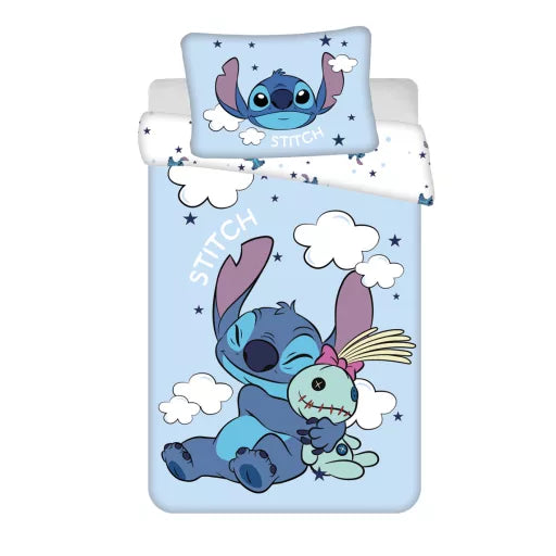 🌺 Parure de lit enfant – Lilo et Stitch « Le chien étoile et les Nuages » – 100×135 cm + Taie 40×60 cm