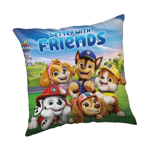 🐾 Coussin décoratif – Pat' Patrouille « Mieux avec des amis » – 40 × 40 cm