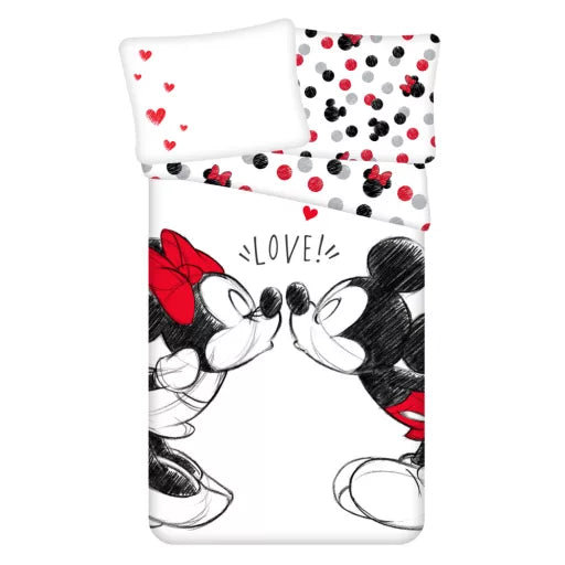❤️ Parure de lit Disney Minnie et Mickey Love – 140×200 cm + taie 70×90 cm