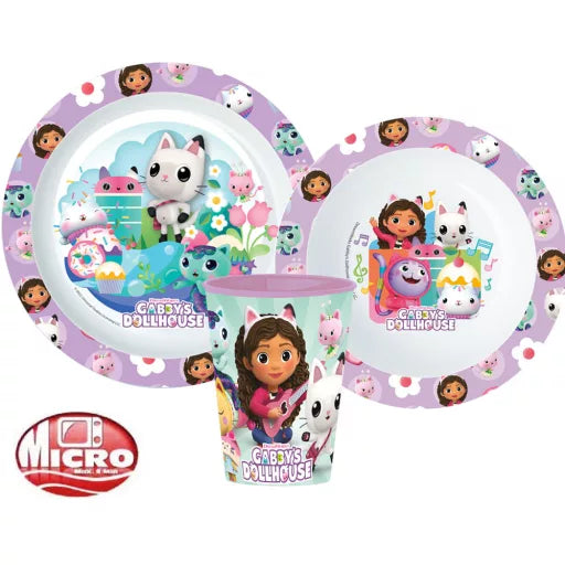 🐱✨ Service de table Gabby's Dollhouse Kitty Magic – Micro-ensemble en plastique (tasse 260 ml)
