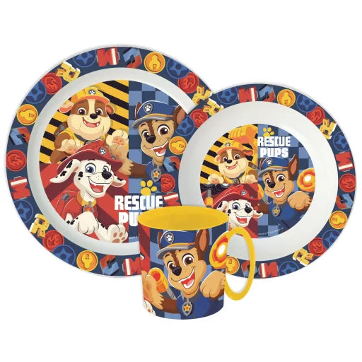🐾 Service de table Paw Patrol Rescue Pups – Micro-ensemble en plastique (tasse 390 ml)