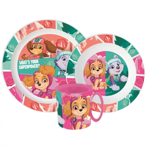 🐾 Coffret repas Paw Patrol Superpowers – Micro-ensemble en plastique (mug 390 ml)