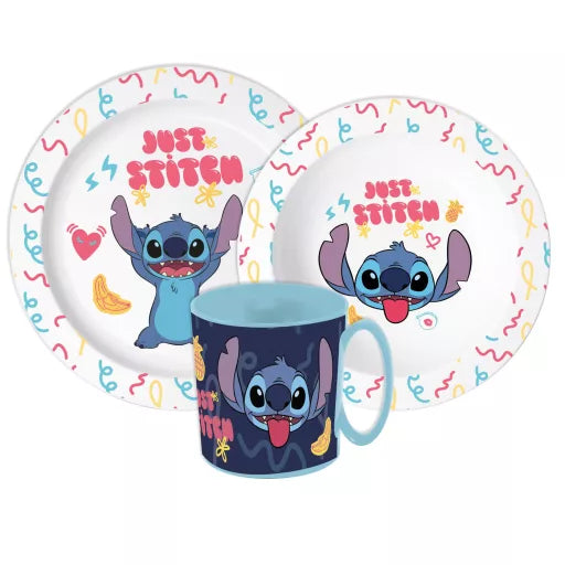 🌺 Disney Lilo & Stitch Just Dinner Set – Micro-ensemble en plastique (mug 390 ml) 🐾