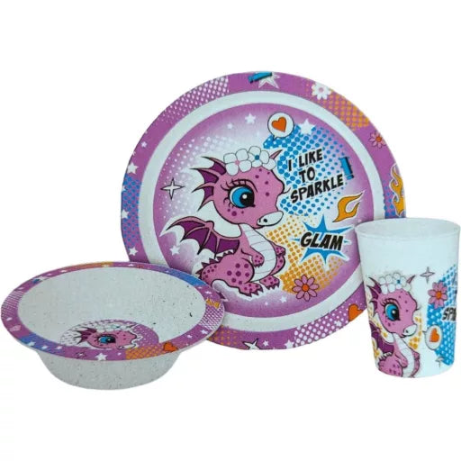 🐉 Service de table Dragon Dragon Glam – Ensemble en microplastique (tasse 250 ml) ✨
