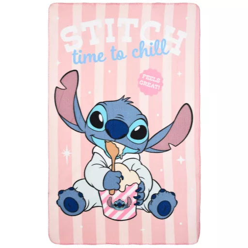 🌴 Couverture polaire Disney – Lilo & Stitch, Time to Chill – 100 x 150 cm