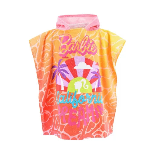 💖🌴 Poncho de plage – Barbie Los Angeles – 100 % coton – 55 × 110 cm