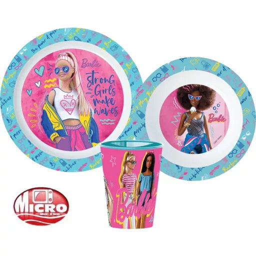 🎀 Coffret de table Barbie – Micro-ensemble en plastique (tasse 260 ml) 💖