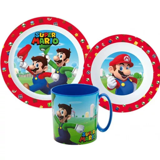 🍄 Service de table Super Mario – Micro-ensemble en plastique (mug 350 ml)