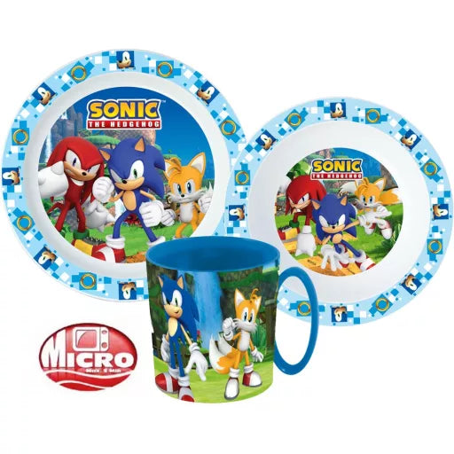 🌀 Coffret de table Sonic the Hedgehog – Micro-ensemble en plastique (tasse 350 ml)