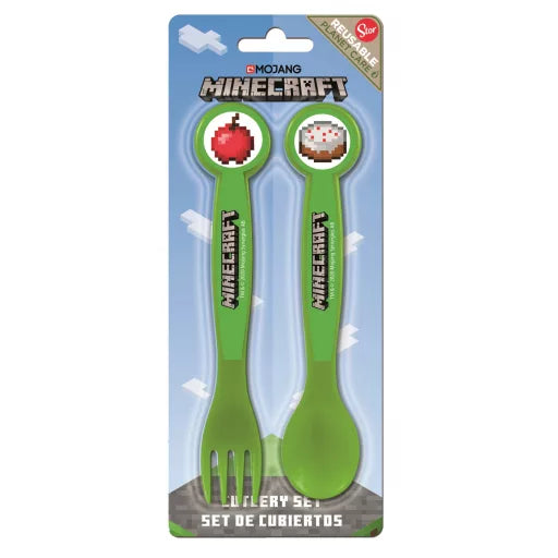 💥 Ensemble de couverts en plastique – Minecraft Creeper – 2 pièces