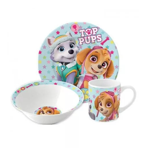 🌟 Service de table en porcelaine Paw Patrol Girl Stars – Coffret cadeau