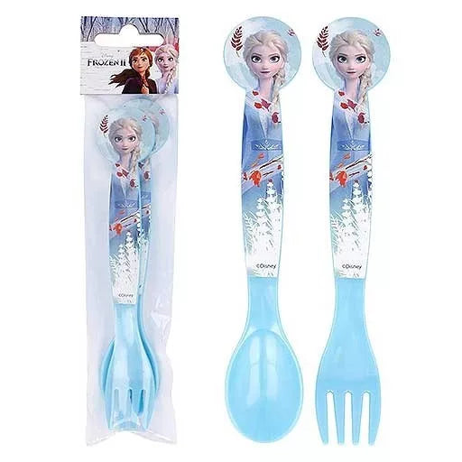 ❄️ Ensemble de couverts en plastique – Disney La Reine des Neiges – Forêt Bleue – 2 pièces