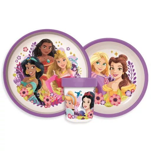 👑 Service de table antidérapant Disney Princess Courageous Heart – Ensemble en microplastique (tasse 260 ml) ✨