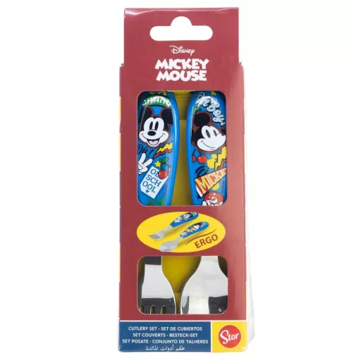 🏆 Ensemble de couverts ergonomiques – Disney Mickey True Champions – 2 pièces