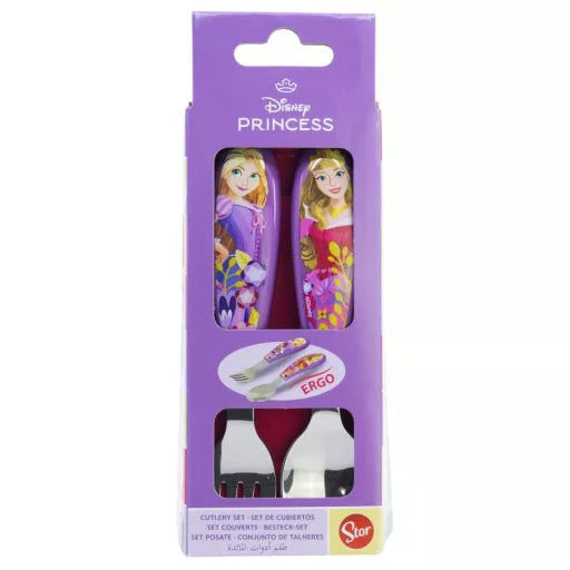 👑 Ensemble de couverts ergonomiques – Disney Princesses Cœur Courageux – 2 pièces