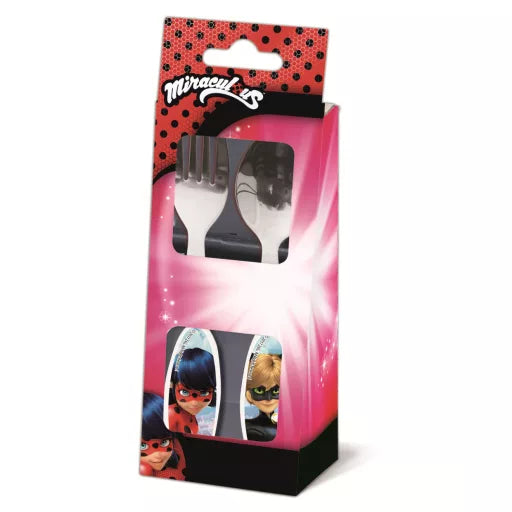 🐞 Ensemble de couverts ergonomiques – Ladybug & Chat Noir – 2 pièces