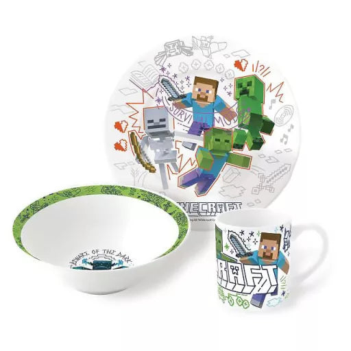⛏️🎁 Service de table en porcelaine Minecraft Explore More – Coffret cadeau