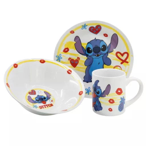 💙 Service de table en porcelaine Disney Lilo & Stitch Heart – Coffret cadeau 🌺