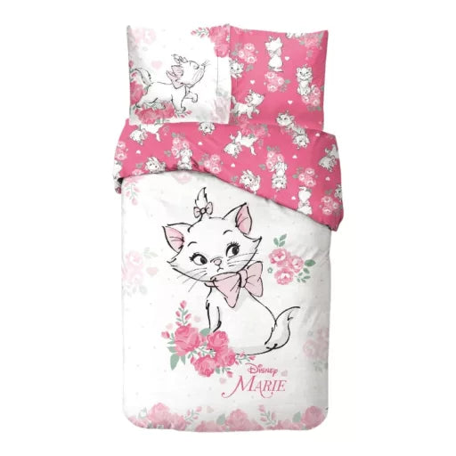 🐾 Housse de couette Disney Marie Rose – 140×200 cm + taie 65×65 cm