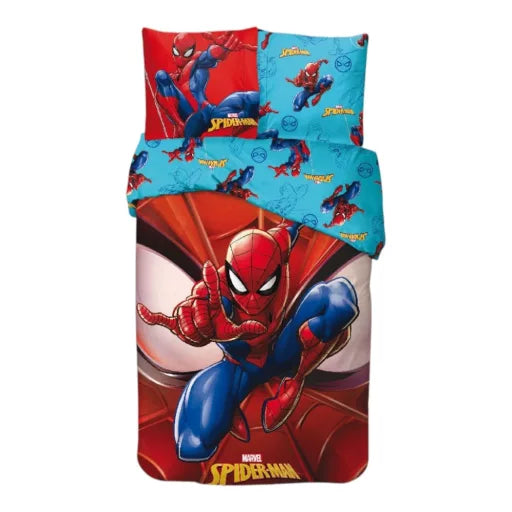 🕷️ Parure de lit Spiderman Alerte Rouge – 140×200 cm + taie 65×65 cm