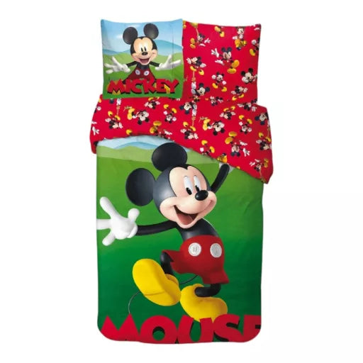 🌼 Parure de lit Disney Mickey Garden – 140×200 cm + taie 65×65 cm