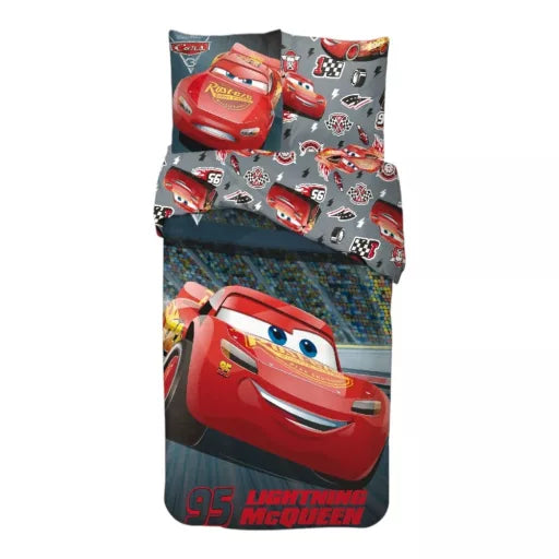 🏁 Parure de lit Disney Cars Race – 140×200 cm + taie 65×65 cm