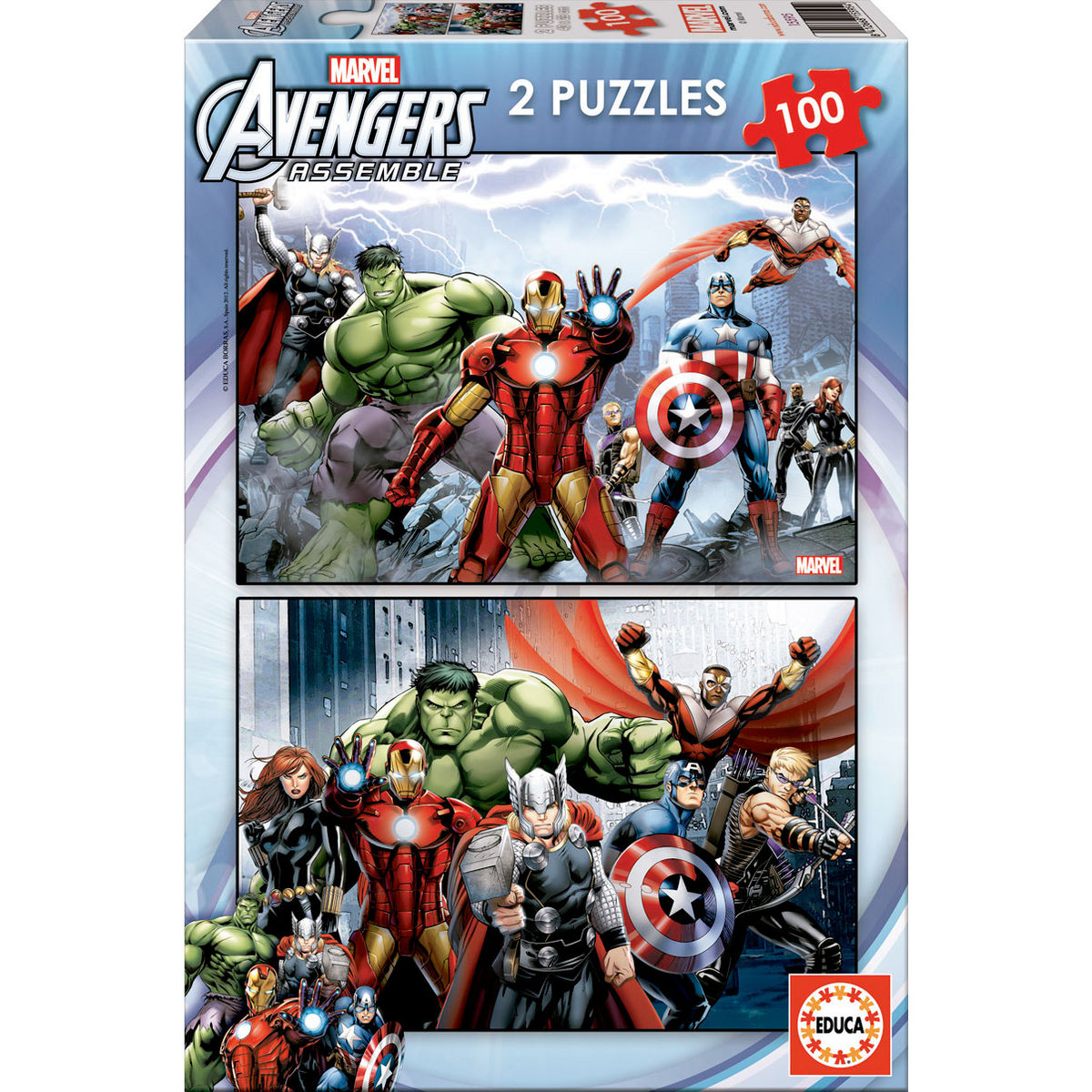💥🧩 Puzzles Avengers Marvel – 2 × 100 pièces