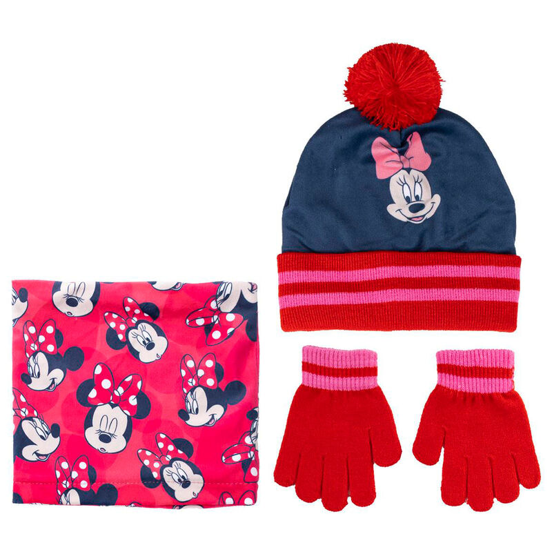 🎀🧣 Ensemble Hiver Minnie Mouse – Bonnet, Gants & Cache-cou