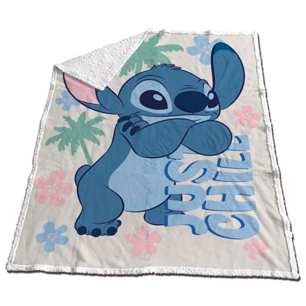 🛏️💙 Couverture corail en sherpa Stitch – Disney 130 x 170 cm