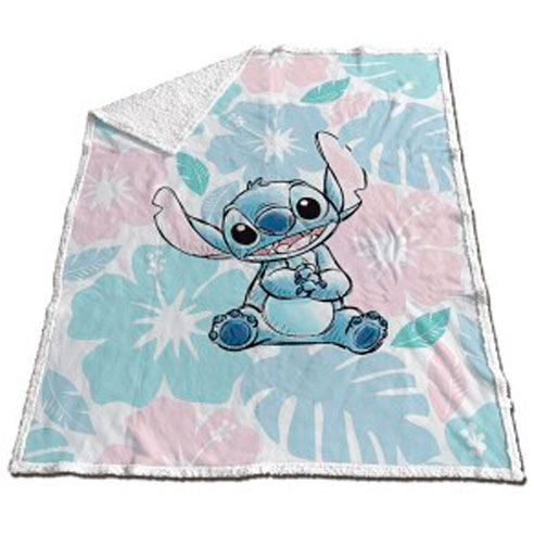 🛏️💙 Pré‑commande – Couverture corail en sherpa Stitch – Disney 130 x 170 cm