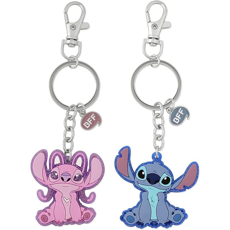 🌺💙🔑 Précommande – Lot de 2 porte-clés Angel & Stitch – Disney