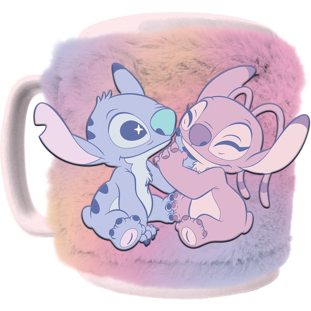 🌺🐾☕ Housse de tasse en peluche Disney Angel & Stitch – 440 ml