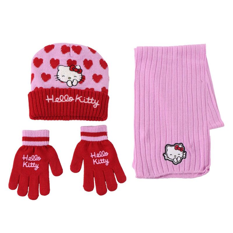🐱🎀 Ensemble Hiver Hello Kitty – Bonnet, Gants & Cache-cou