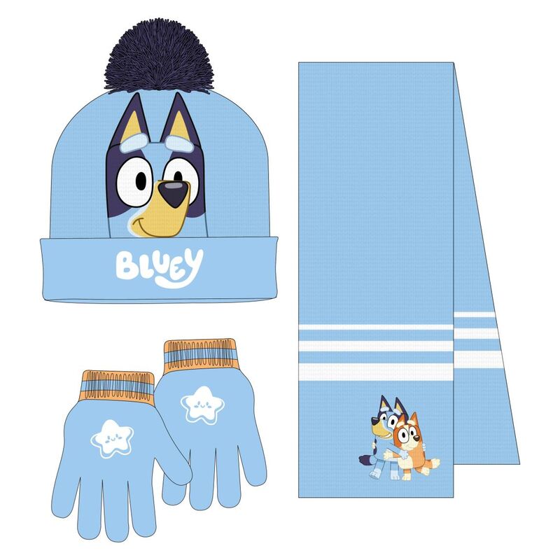🐶🧤 Ensemble Hiver Bluey – Bonnet, Gants & Cache-cou