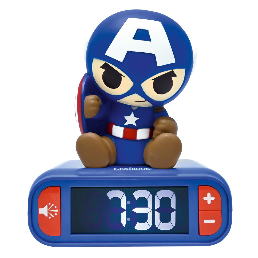 ⏰🛡️ Réveil veilleuse 3D – Captain America Avengers Marvel