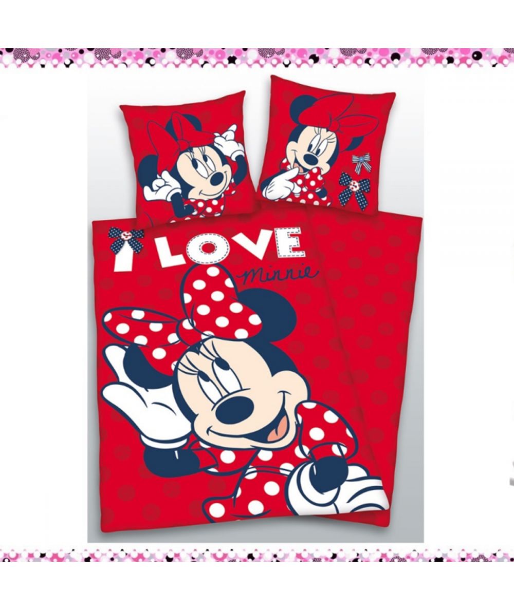 🎀🐭 Set Disney Minnie Mouse – Housse de couette + Taie d’oreiller – TU