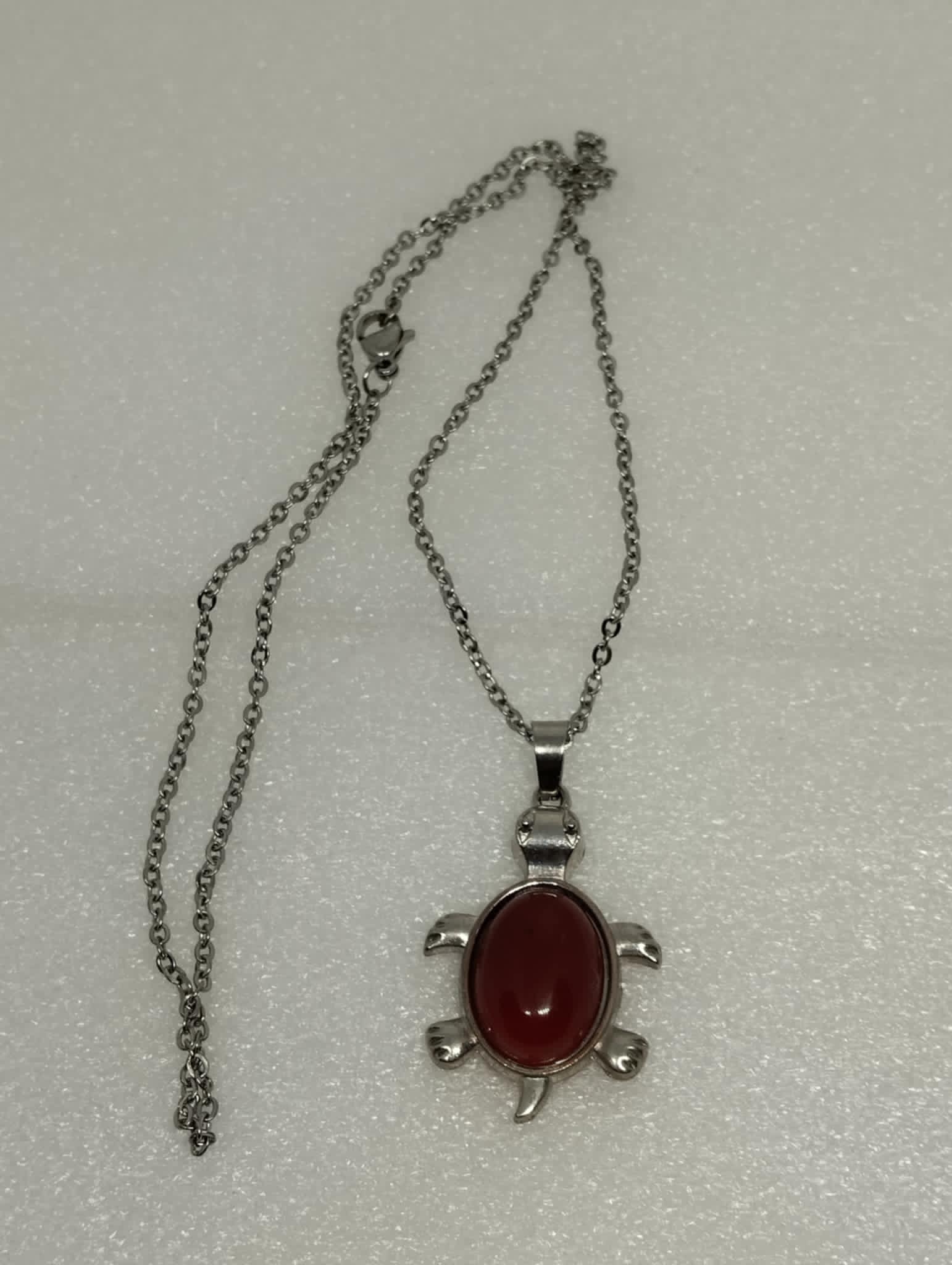 🐢🔥 Collier Tortue en Pierre d’Agate Cornaline