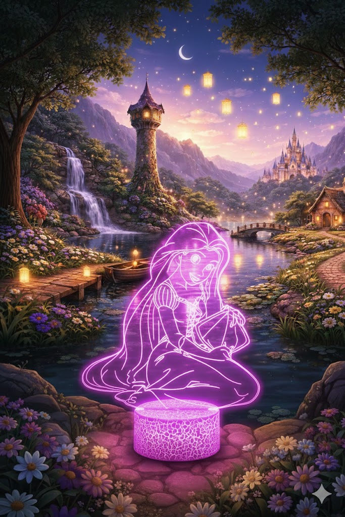 ✨🌸 Lampe 3D Personnalisée à LED – Princesse Raiponce